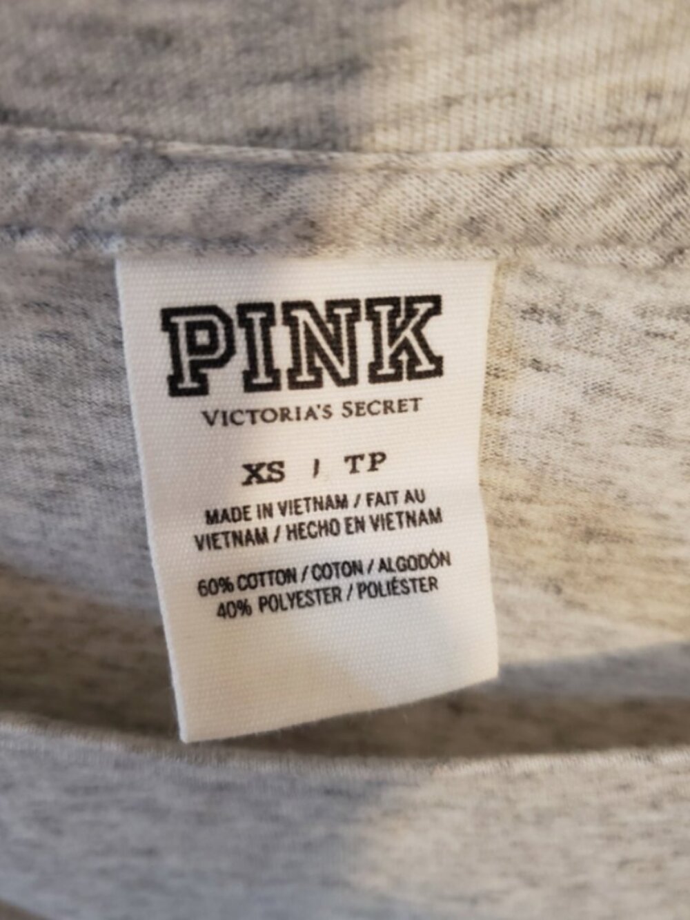 PINK Victoria’s Secret Sweatshirt Womens XS Gray Long Sleeve Cozy Pullover - Picture 4 of 6